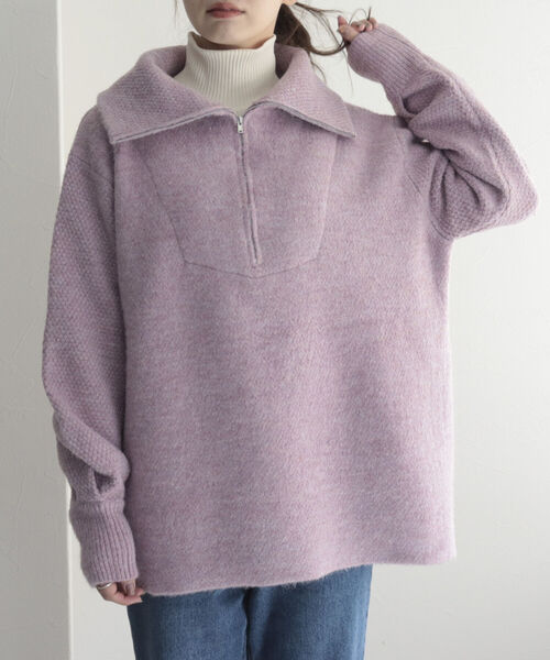 fredy emue（フレディエミュ）の「ハーフZIPニットプルオーバー（ニット/セーター・レディース・ピンク/ライトグレー/アイボリー・38）」の21枚目の写真