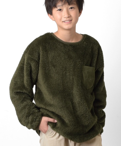 PEN FIELD（ペンフィールド）の「【Penfield】ボア・コーデュロイポケ付きプルオーバー（スウェット・キッズ・ブラウン/ネイビー/オフホワイト/カーキ・140cm/160cm/170cm/150cm）」の3枚目の写真