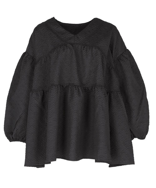 coca(coca)(コカ)の「エンボスVネックティアードブラウス(シャツ/ブラウス・レディース・アイボリー/ブラック・M/L)」の14枚目の写真