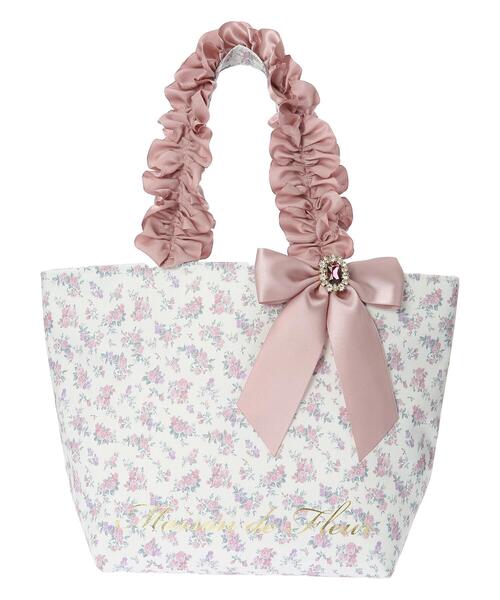 Maison de FLEUR(メゾンドフルール)の「フラワープリントフリルハンドルトートバッグ(トートバッグ・レディース・ピンク/アイボリー・FREE)」の5枚目の写真