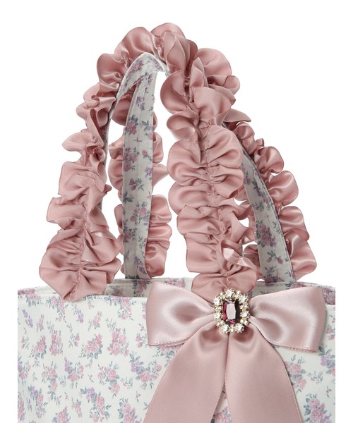 Maison de FLEUR(メゾンドフルール)の「フラワープリントフリルハンドルトートバッグ(トートバッグ・レディース・ピンク/アイボリー・FREE)」の8枚目の写真