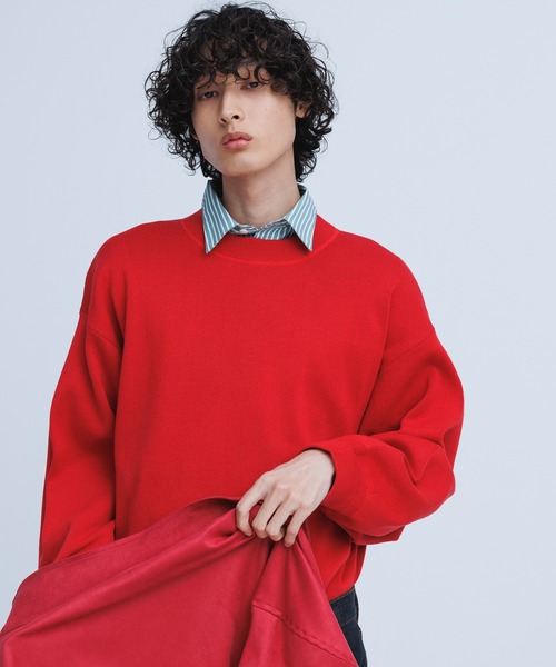 ADAM ET ROPE'（アダムエロペ）の「リサイクルコットンニットプルオーバー（ニット/セーター・メンズ・ブラック/レッド/オレンジ系その他・M/L）」の12枚目の写真