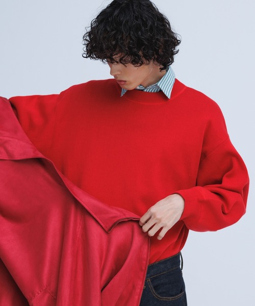 ADAM ET ROPE'（アダムエロペ）の「リサイクルコットンニットプルオーバー（ニット/セーター・メンズ・ブラック/レッド/オレンジ系その他・M/L）」の4枚目の写真