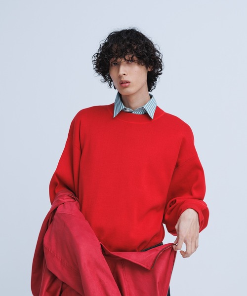 ADAM ET ROPE'（アダムエロペ）の「リサイクルコットンニットプルオーバー（ニット/セーター・メンズ・ブラック/レッド/オレンジ系その他・M/L）」の7枚目の写真