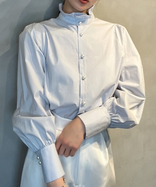 ブリル　美品　パールボタンシャツ 楽天市場】全品20%OFFクーポン！ボリュームスリーブパールボタンシャツ