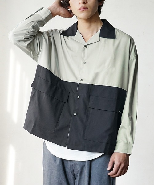 【極美品】BOURRIENNE オープンカラーシャツ 極美品☆CITY オープンカラーシャツ ブルーグレー М - メルカリ
