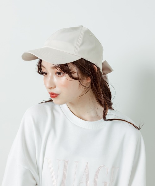 OLIVE des OLIVE（オリーブデオリーブ）の「刺繍入りバックリボンキャップ　1031150010（キャップ・レディース・ブラック/オフホワイト・FREE）」の8枚目の写真