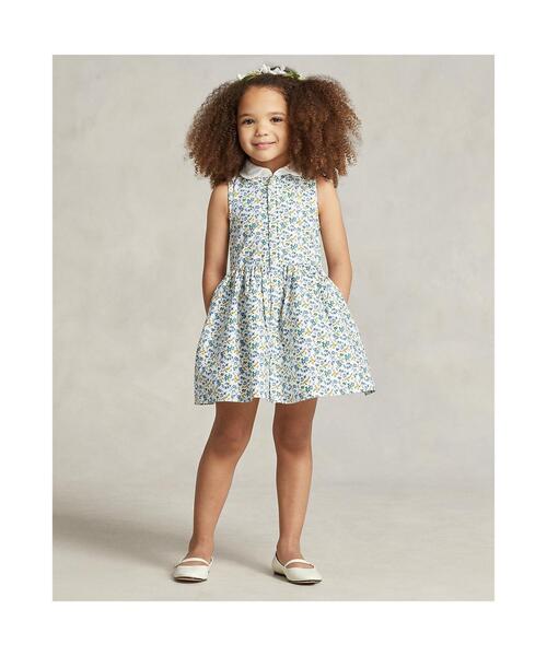 プリント ベルテッド ジョーゼット パフスリーブ ドレス