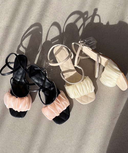 one after another NICE CLAUP（ワンアフターアナザーナイスクラップ）の「ダブルベルトラインストーンサンダル（サンダル・レディース・ピンク系その他/アイボリー・SMALL/MEDIUM/LARGE）」の5枚目の写真