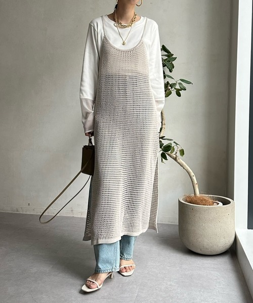 DouDou（ドゥドゥ）の「袖シアーリブTEE（Tシャツ/カットソー・レディース・ブルー系その他/オフホワイト/ネイビー/ライトグレー・FREE）」の7枚目の写真