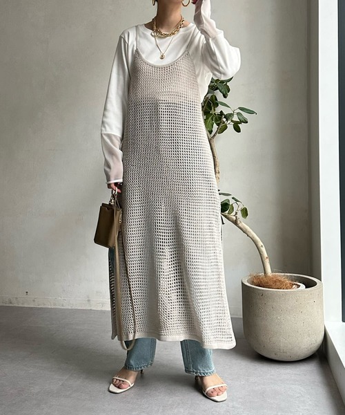 DouDou（ドゥドゥ）の「袖シアーリブTEE（Tシャツ/カットソー・レディース・ブルー系その他/オフホワイト/ネイビー/ライトグレー・FREE）」の8枚目の写真