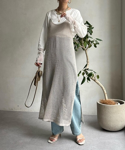 DouDou（ドゥドゥ）の「袖シアーリブTEE（Tシャツ/カットソー・レディース・ブルー系その他/オフホワイト/ネイビー/ライトグレー・FREE）」の9枚目の写真