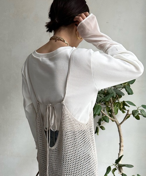 DouDou（ドゥドゥ）の「袖シアーリブTEE（Tシャツ/カットソー・レディース・ブルー系その他/オフホワイト/ネイビー/ライトグレー・FREE）」の14枚目の写真