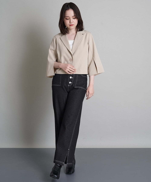 A de a.v.v(アードアー・ヴェ・ヴェ)の「(SETUP対応)2WAYセパレートジャケット(その他アウター・レディース・ブラック/ベージュ/ミント・36/38)」の5枚目の写真
