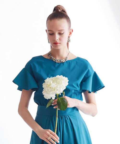 Tiara（ティアラ）の「2WAYフレアスリーブブラウス（シャツ/ブラウス・レディース・ターコイズブルー/ネイビー/ホワイト/ブラック・FREE）」の4枚目の写真