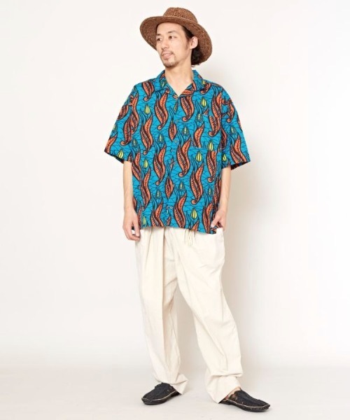 チャイハネ（チャイハネ）の「【チャイハネ】キテイジーMEN'S開襟シャツ（シャツ/ブラウス・メンズ・グリーン/オレンジ/ブルー・FREE）」の5枚目の写真