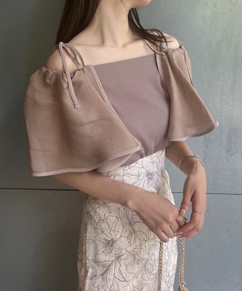 one after another NICE CLAUP（ワンアフターアナザーナイスクラップ）の「マルチWay/異素材ドッキングトップス（Tシャツ/カットソー・レディース・ブラック/グレイッシュベージュ/アイボリー/ブラウン・FREE）」の15枚目の写真