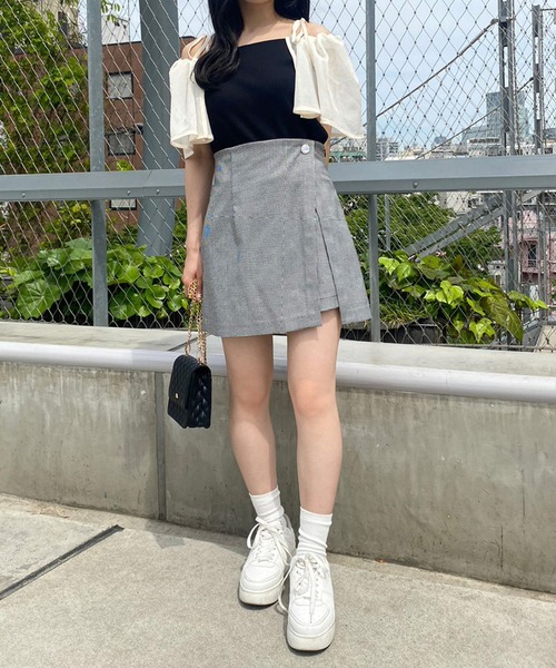 one after another NICE CLAUP（ワンアフターアナザーナイスクラップ）の「マルチWay/異素材ドッキングトップス（Tシャツ/カットソー・レディース・ブラック/グレイッシュベージュ/アイボリー/ブラウン・FREE）」の10枚目の写真