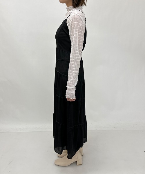 A de a.v.v(アードアー・ヴェ・ヴェ)の「(SETUP対応)2WAYティアードキャミワンピース(ワンピース・レディース・ブラック/アイボリー・MEDIUM/SMALL)」の8枚目の写真