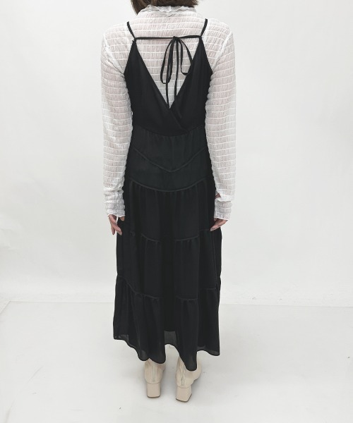 A de a.v.v(アードアー・ヴェ・ヴェ)の「(SETUP対応)2WAYティアードキャミワンピース(ワンピース・レディース・ブラック/アイボリー・MEDIUM/SMALL)」の6枚目の写真