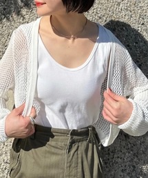 《冷房・紫外線・日焼け対策》透かし編み メッシュクロップドボレロ・カーディガン