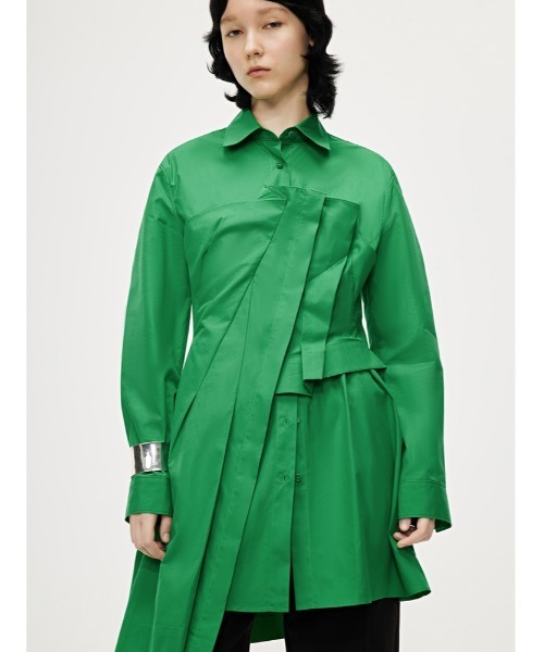 JNBY(ジェーエヌビーワイ)の「Dressy Cotton Long Shirt(シャツ/ブラウス・レディース・ブラック/ホワイト/グリーン・38/36/40)」の21枚目の写真