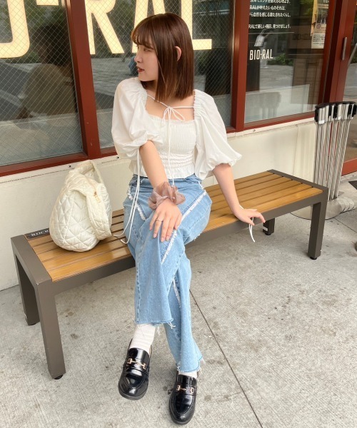 nemne store(ネンネストア)の「【前後2way】5分袖アソートボレロブラウス(カーディガン/ボレロ・レディース・ブラック/オフホワイト/ブルー・フリー)」の15枚目の写真