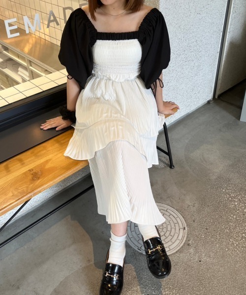 セール】【前後2way】5分袖アソートボレロブラウス（カーディガン