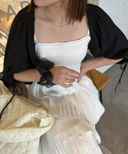 nemne store(ネンネストア)の「【前後2way】5分袖アソートボレロブラウス(カーディガン/ボレロ・レディース・ブラック/オフホワイト/ブルー・フリー)」の17枚目の写真