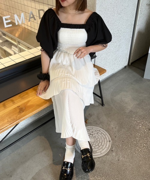 セール】【前後2way】5分袖アソートボレロブラウス（カーディガン