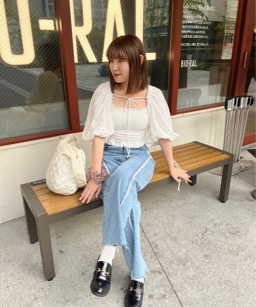 nemne store(ネンネストア)の「【前後2way】5分袖アソートボレロブラウス(カーディガン/ボレロ・レディース・ブラック/オフホワイト/ブルー・フリー)」の10枚目の写真