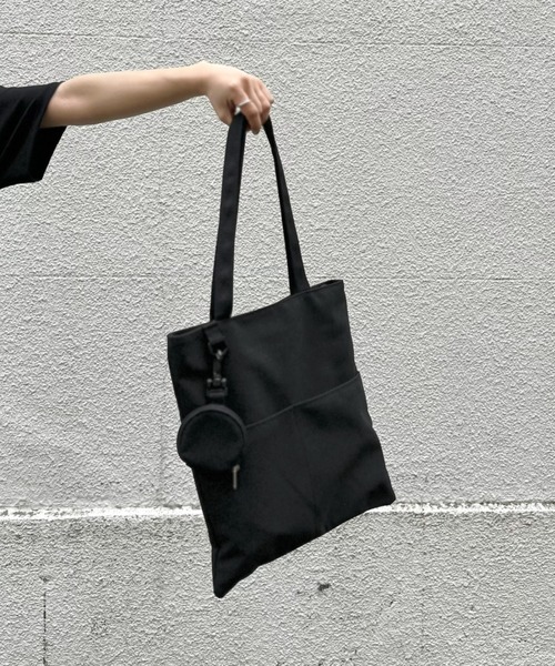 ブラック　キャンバストートバッグ　ミニポーチ付き(取外し可) ZOZOTOWN限定】Simple canvas tote bag / ミニポーチ付きシンプル