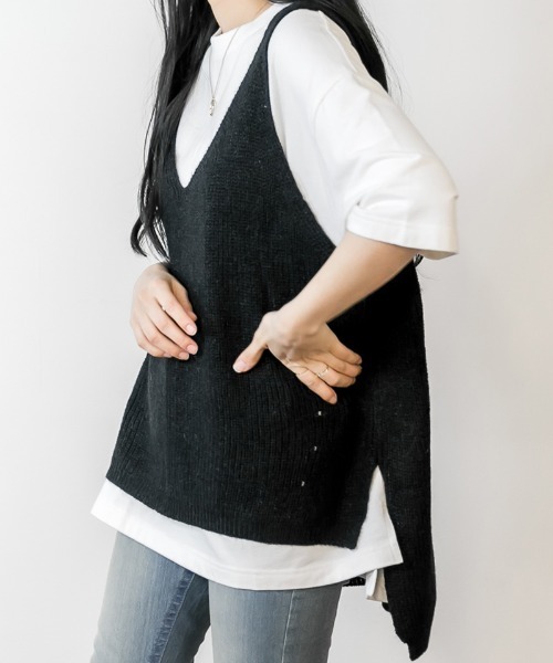 atONE(アットワン)の「atONE ニットキャミソール(ニット/セーター・レディース・アイボリー/グレー系その他/ブラック/チャコールグレー・L/4L/M/LL/3L)」の2枚目の写真