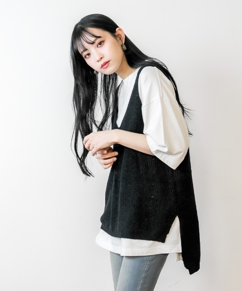 atONE(アットワン)の「atONE ニットキャミソール(ニット/セーター・レディース・アイボリー/グレー系その他/ブラック/チャコールグレー・L/4L/M/LL/3L)」の21枚目の写真