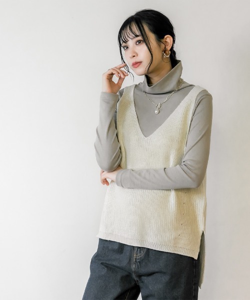 atONE(アットワン)の「atONE ニットキャミソール(ニット/セーター・レディース・アイボリー/グレー系その他/ブラック/チャコールグレー・L/4L/M/LL/3L)」の8枚目の写真