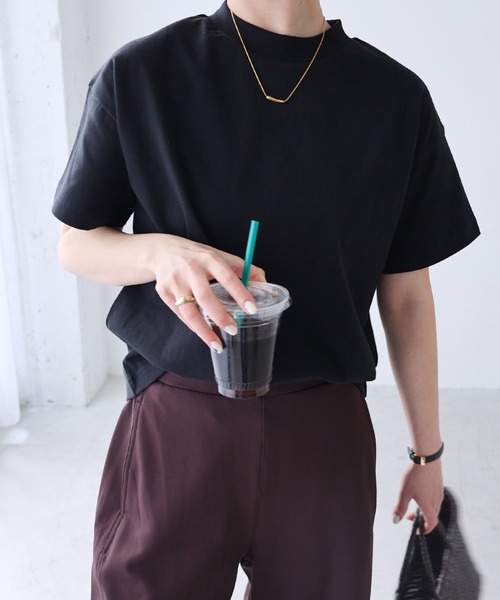 evernavy(エバーネイビー)の「モックネック半袖Tシャツ(Tシャツ/カットソー・レディース・ネイビー/ブラック/ホワイト・M)」の16枚目の写真