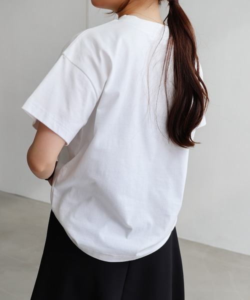 evernavy(エバーネイビー)の「モックネック半袖Tシャツ(Tシャツ/カットソー・レディース・ネイビー/ブラック/ホワイト・M)」の6枚目の写真