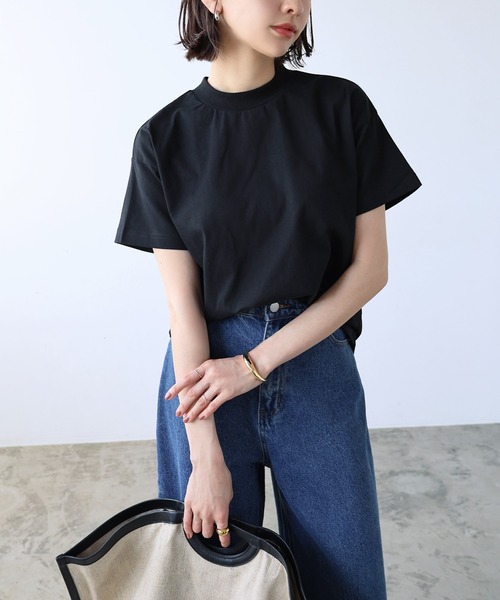 セール】モックネック半袖Tシャツ（Tシャツ/カットソー