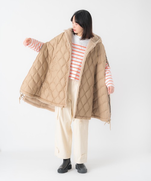 TAIONミリタリーダウンカープダウンポンチョ