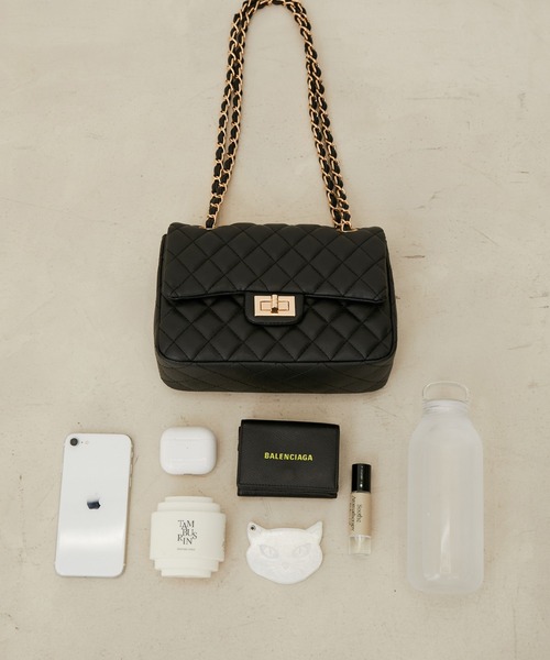 VIS（ビス）の「【2WAY】フェイクレザー＆ベロアキルティングショルダーバッグ（ショルダーバッグ・レディース・ブラック/オフホワイト/ピンク・FREE）」の9枚目の写真