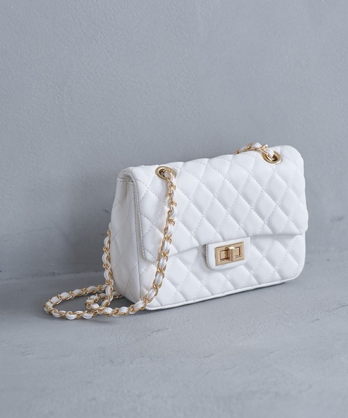 VIS（ビス）の「【2WAY】フェイクレザー＆ベロアキルティングショルダーバッグ（ショルダーバッグ・レディース・ブラック/オフホワイト/ピンク・FREE）」の14枚目の写真