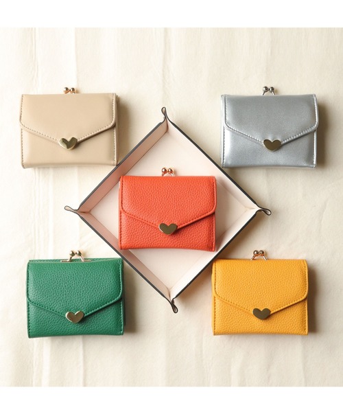 セール】ハートチャームorレター型ミニマム二つ折り財布