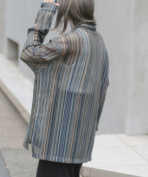 CIAOPANIC TYPY(チャオパニックティピー)の「【ユニセックス】アソートシアーレースシャツ(シャツ/ブラウス・メンズ・ブラウン/レッド/グリーン・MEDIUM/LARGE)」の6枚目の写真