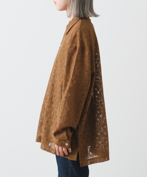 CIAOPANIC TYPY(チャオパニックティピー)の「【ユニセックス】アソートシアーレースシャツ(シャツ/ブラウス・メンズ・ブラウン/レッド/グリーン・MEDIUM/LARGE)」の20枚目の写真