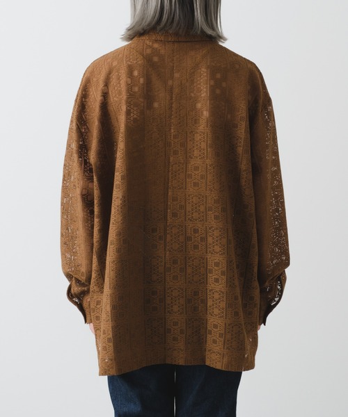 CIAOPANIC TYPY(チャオパニックティピー)の「【ユニセックス】アソートシアーレースシャツ(シャツ/ブラウス・メンズ・ブラウン/レッド/グリーン・MEDIUM/LARGE)」の11枚目の写真