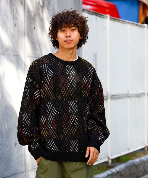 BEAMS HEART（ビームスハート）の「BEAMS HEART / レトロ アソート クルーネック ニット（ニット/セーター・メンズ・ブラック/ネイビー・LARGE/MEDIUM/SMALL）」の6枚目の写真
