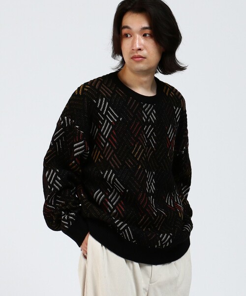 BEAMS HEART（ビームスハート）の「BEAMS HEART / レトロ アソート クルーネック ニット（ニット/セーター・メンズ・ブラック/ネイビー・LARGE/MEDIUM/SMALL）」の12枚目の写真