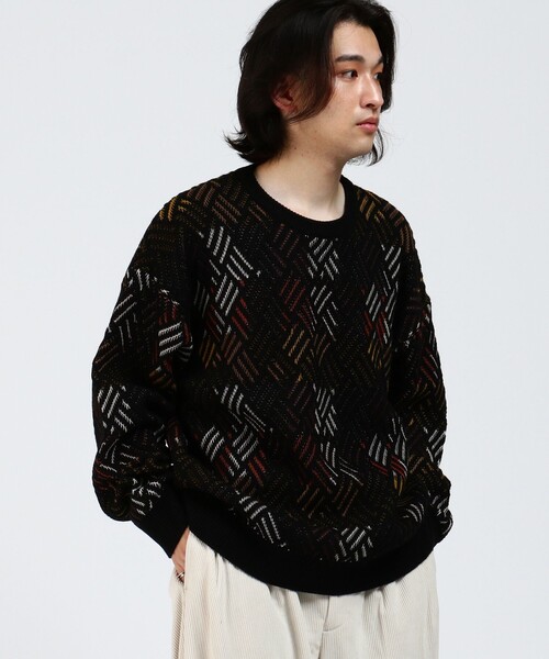 BEAMS HEART（ビームスハート）の「BEAMS HEART / レトロ アソート クルーネック ニット（ニット/セーター・メンズ・ブラック/ネイビー・LARGE/MEDIUM/SMALL）」の13枚目の写真