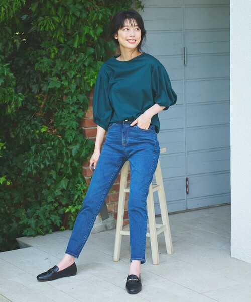 ANY(エニィ)の「シルケットスムースパフスリーブトップス(Tシャツ/カットソー・レディース・ワイン系/グリーン系/黄土色系/グレー系/ライトグレー系・3/2)」の13枚目の写真