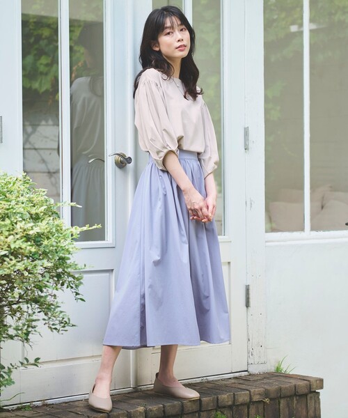 ANY(エニィ)の「シルケットスムースパフスリーブトップス(Tシャツ/カットソー・レディース・ワイン系/グリーン系/黄土色系/グレー系/ライトグレー系・3/2)」の7枚目の写真
